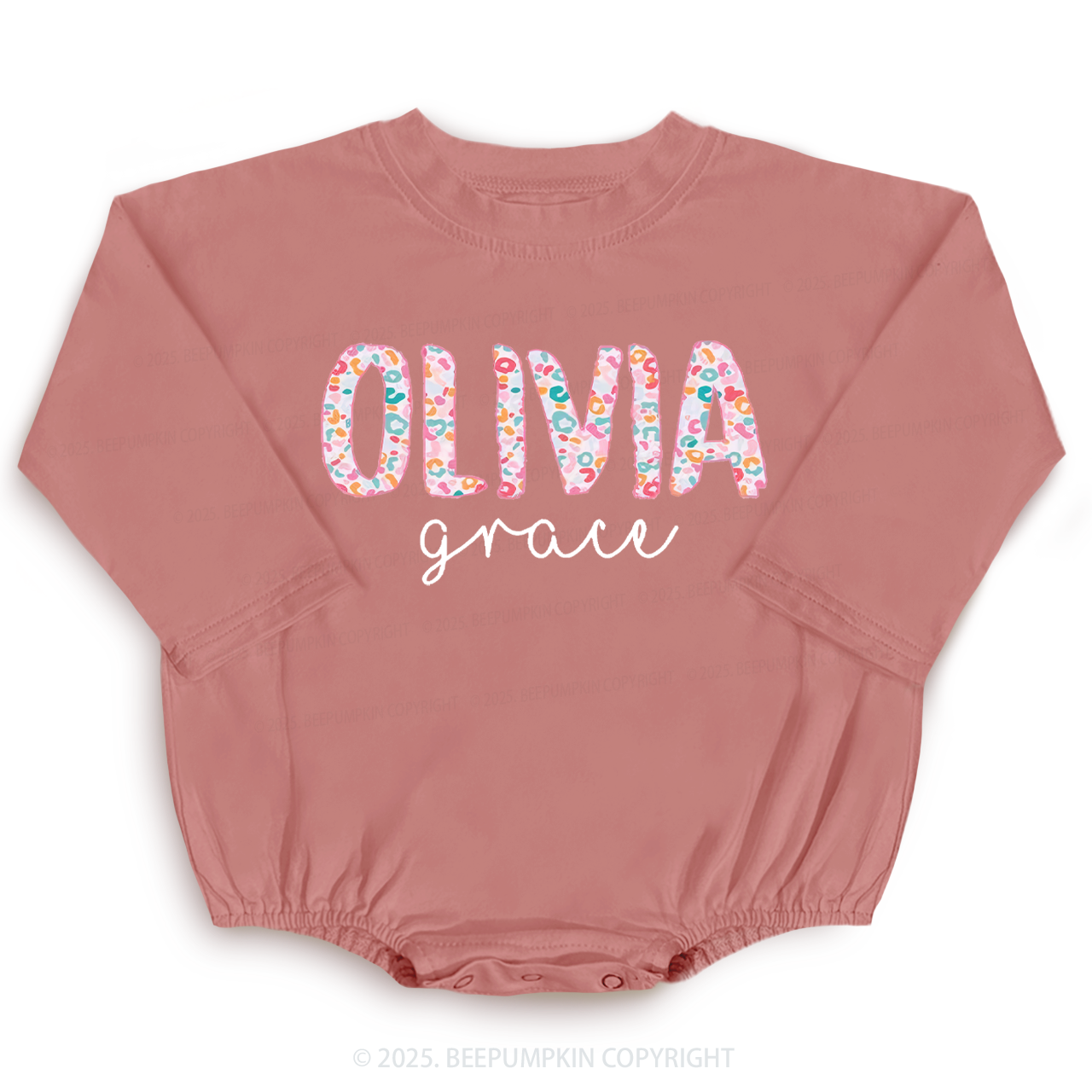 Personalized Name Flower Baby Bubble Romper Beepumpkin