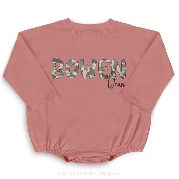 Personalized Duck Camo Name Boy Baby Bubble Romper Beepumpkin