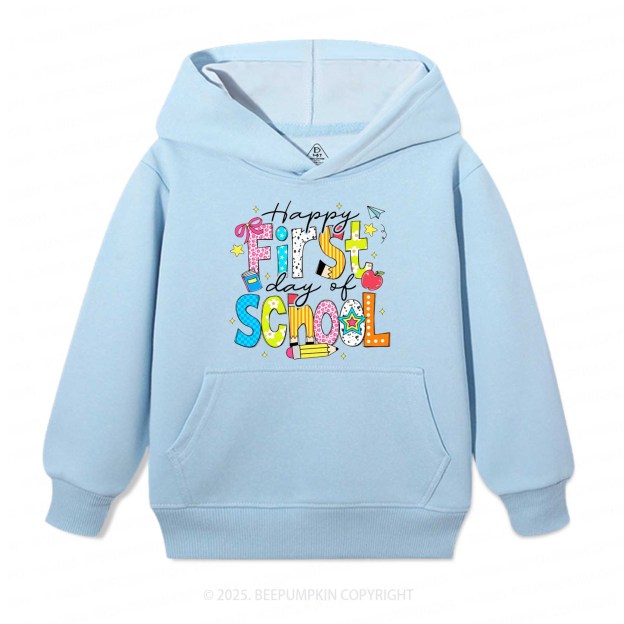 Happy First Day Of School Kid's Hoodies Beepumpkin