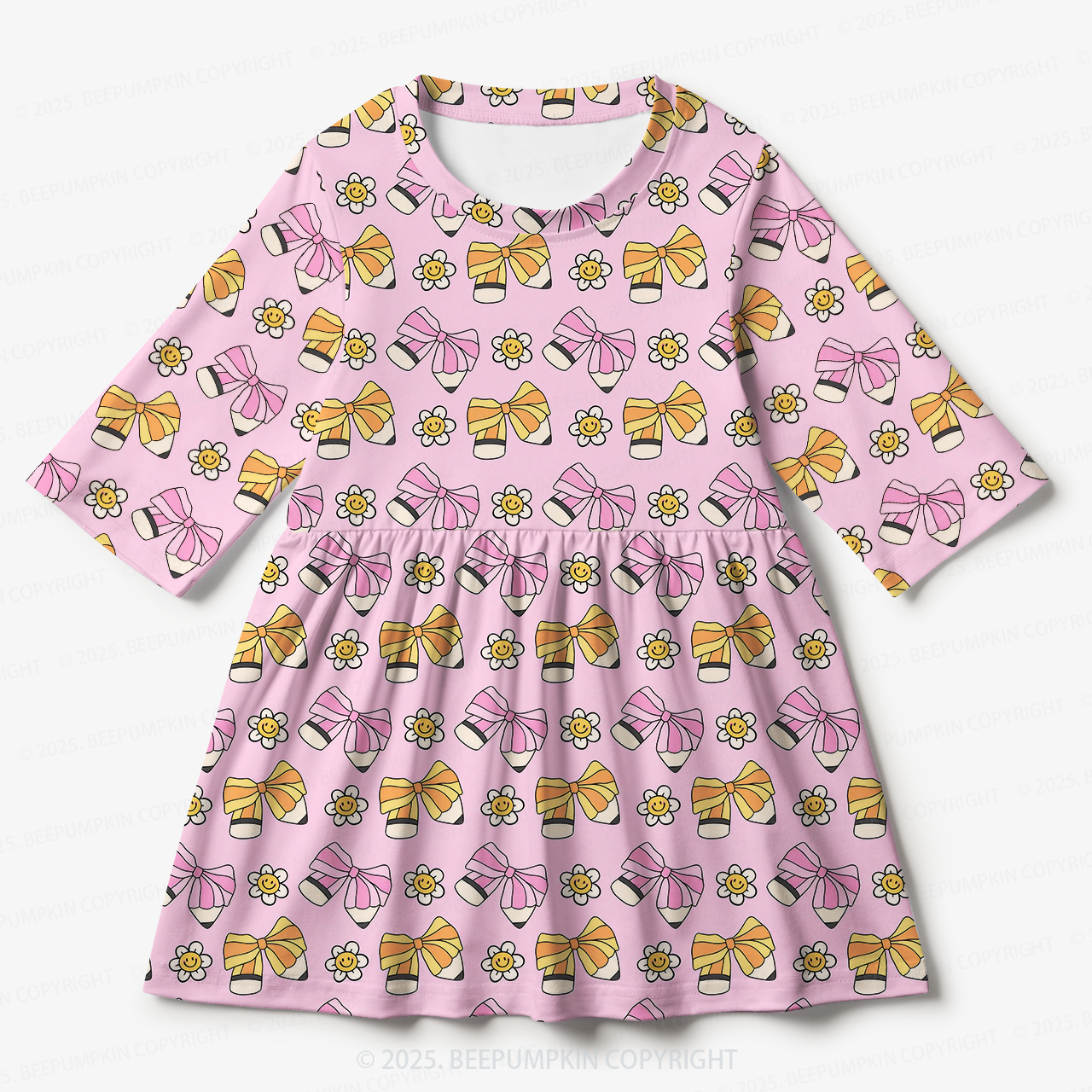 Sweet Bow All Over Print Kids Dress