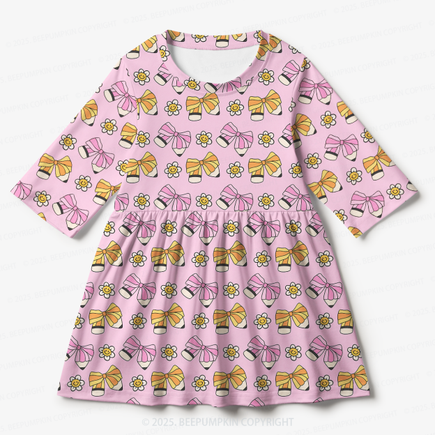 Sweet Bow All Over Print Kids Dress