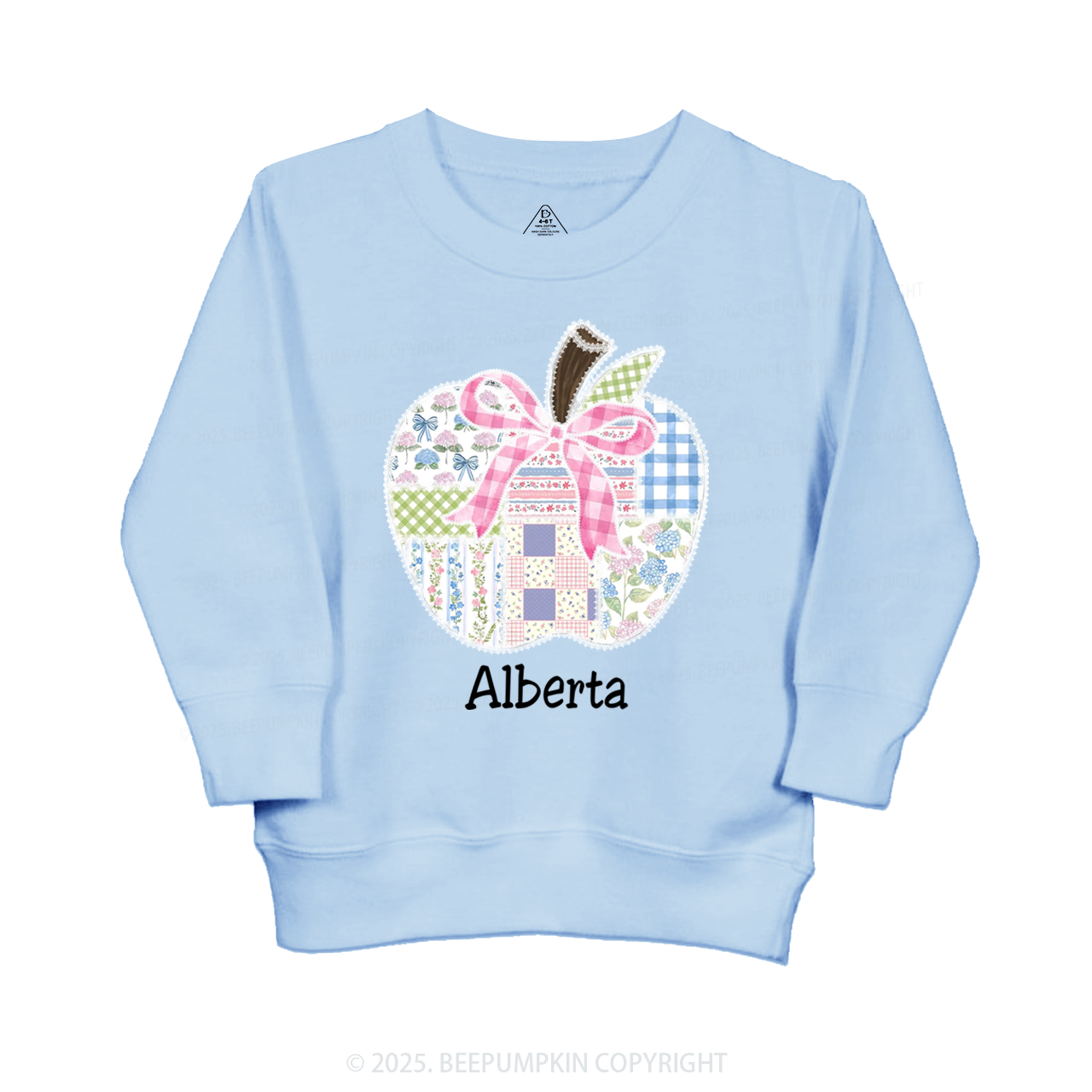 Personalized Lace Apple Name Kid's Sweatshirt