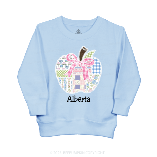 Personalized Lace Apple Name Kid's Sweatshirt