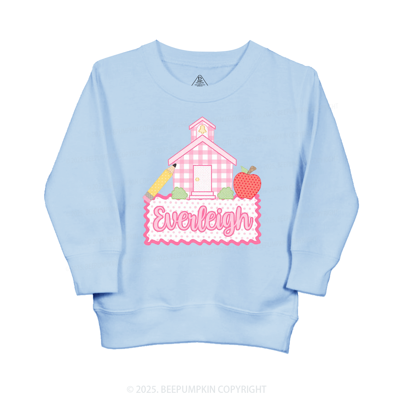 Personalized Pink Schoolhouse Kid's Sweatshirt