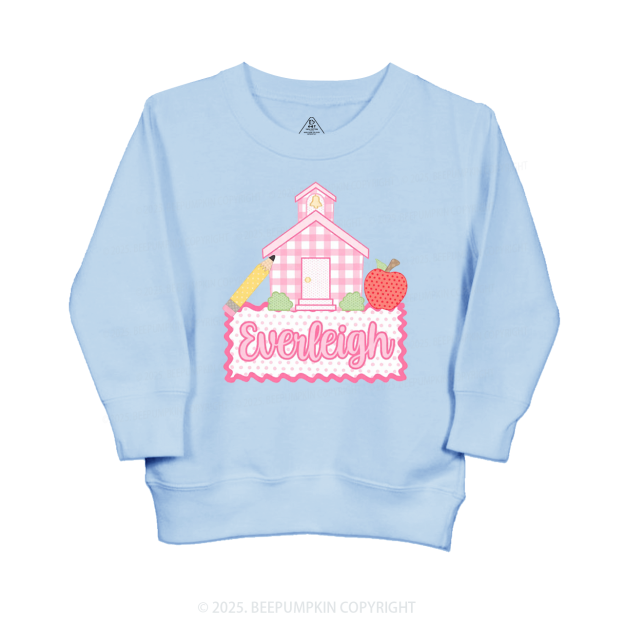 Personalized Pink Schoolhouse Kid's Sweatshirt