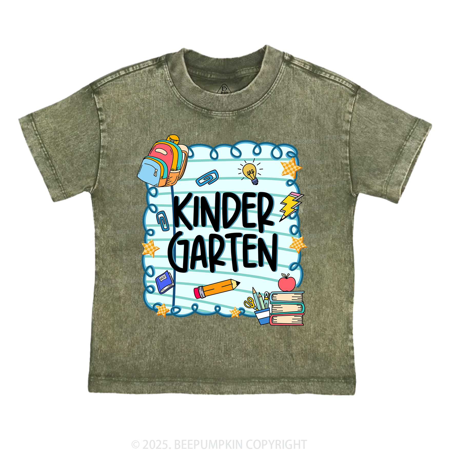 Personalized School Essentials Series Toddler&Kids Washed Tees