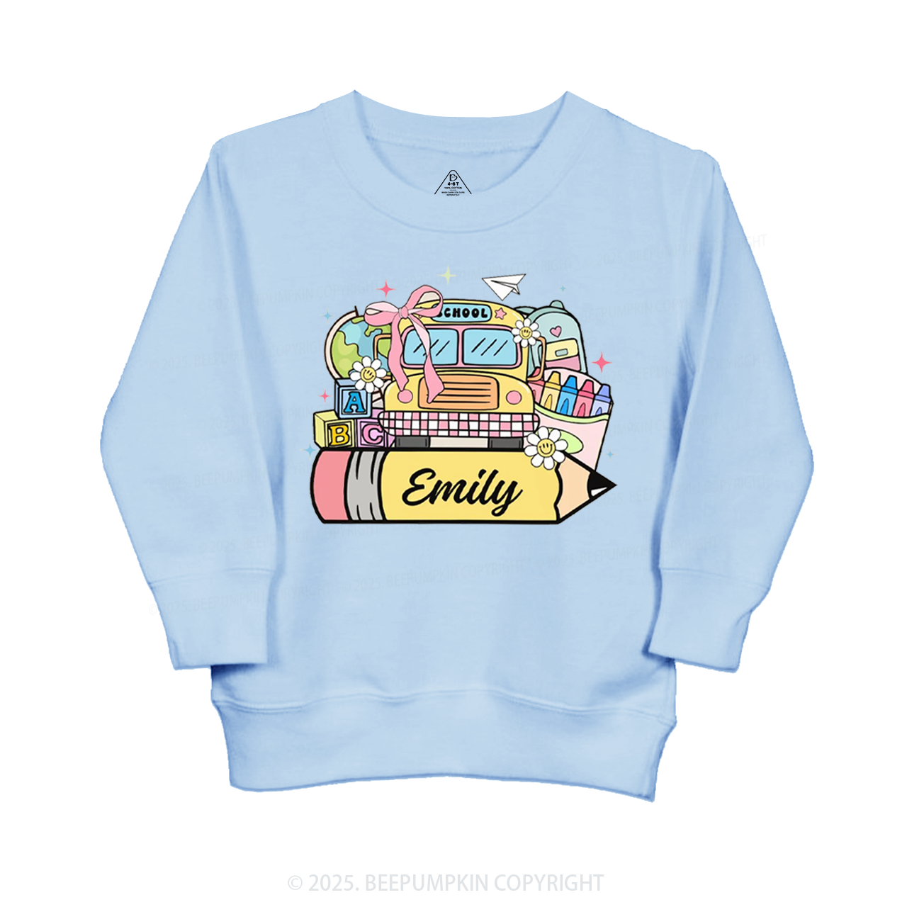 Personalized Kid Name School Bus Kid's Sweatshirt