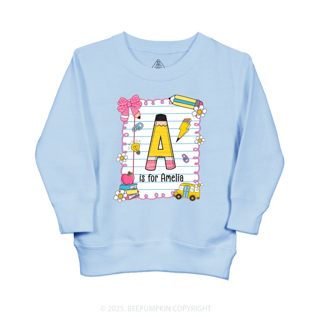 Personalized Alphabet Pencil Name Kid's Sweatshirt