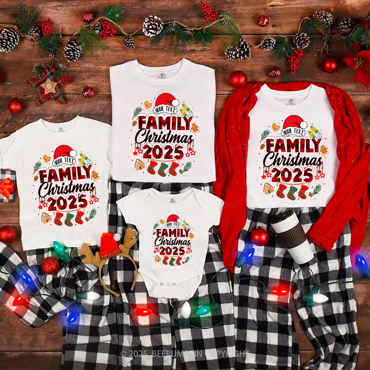 Personalized Gingerbread Snowflakes 2025 Family Matching T-Shirts Beepumpkin