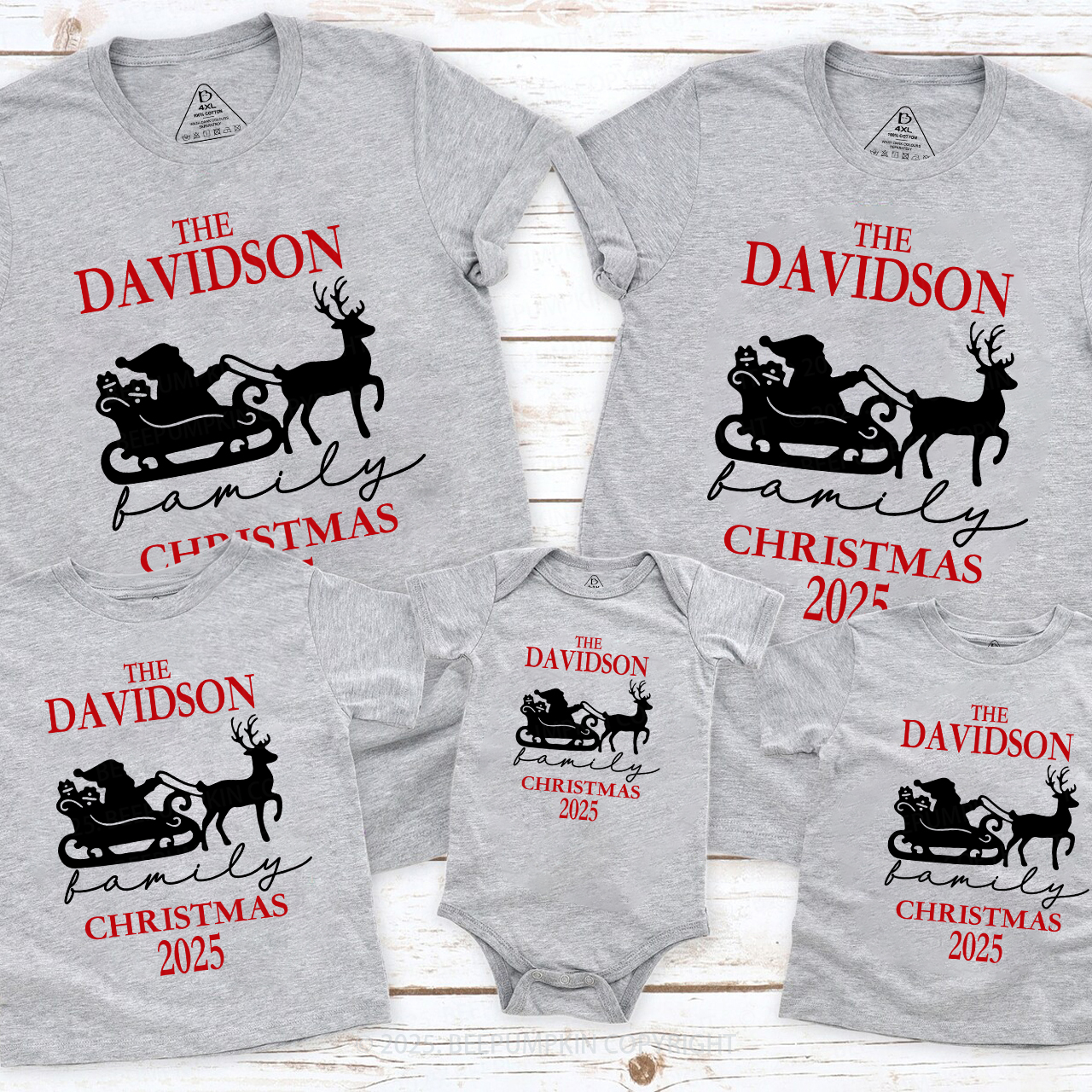Personalized 2025 Santa Claus On The Sleigh Family Matching Shirts