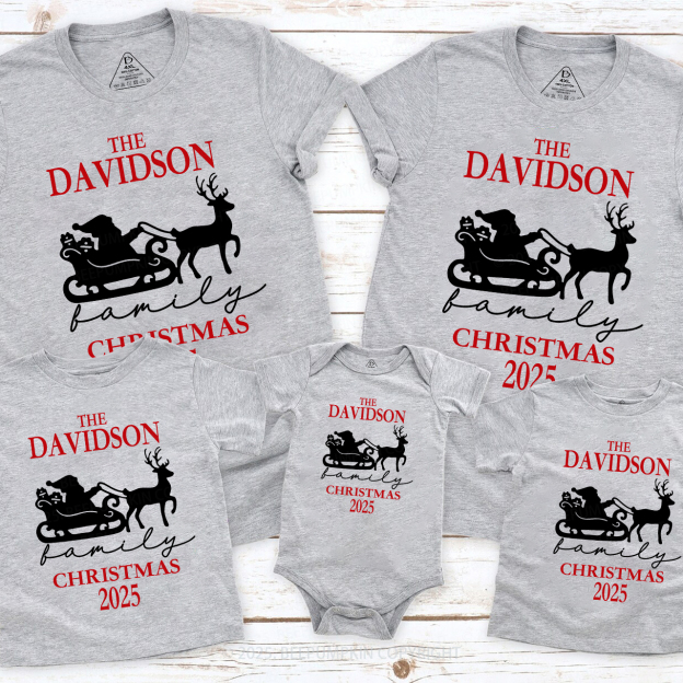 Personalized 2025 Santa Claus On The Sleigh Family Matching Shirts