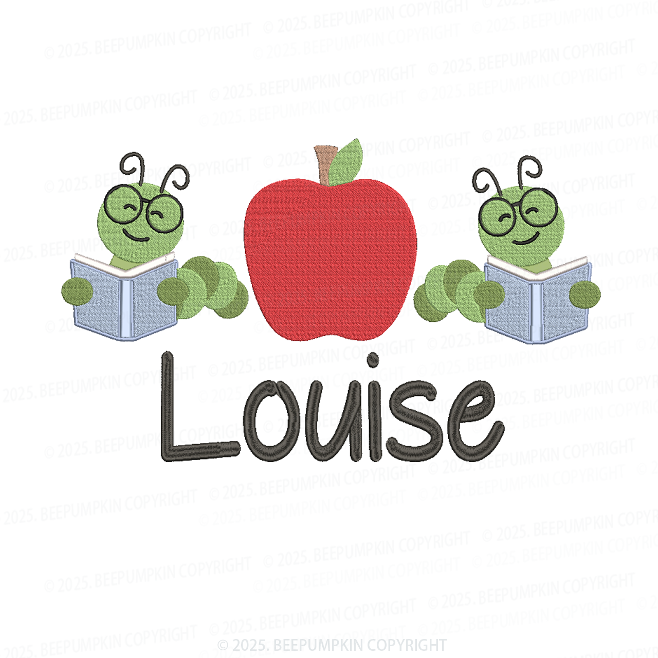 Embroidery Personalized Bookworm With Apple Toddler&Kid's Polo Shirt Beepumpkin