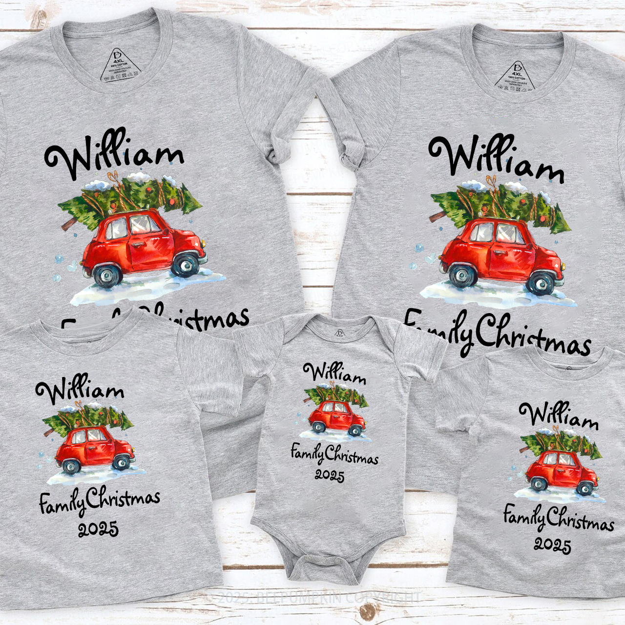 Personalized 2025 Christmas Car Family Matching Shirt