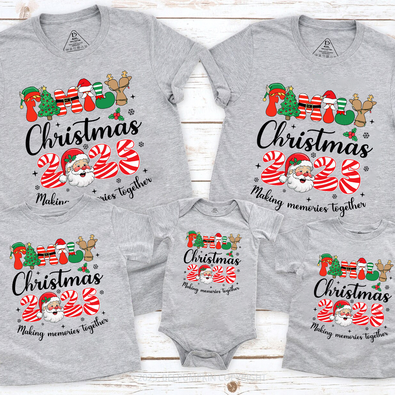 2025 Santa Claus Christmas Crew Family Matching T-Shirts Beepumpkin