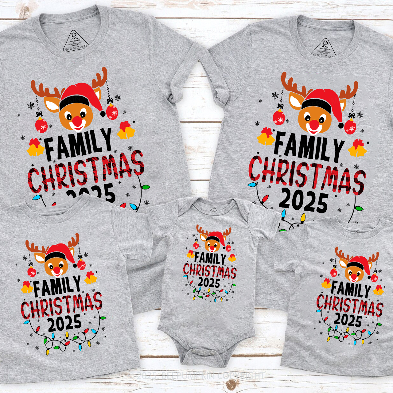 2025 Elk Light Christmas Holiday Family Matching T-Shirts Beepumpkin