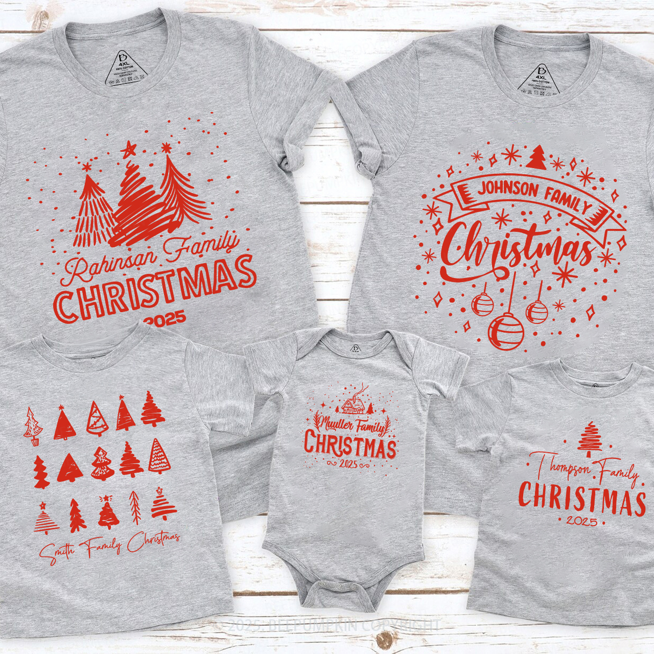 Personalized Various 2025 Christmas Tree Family Matching T-Shirts Beepumpkin