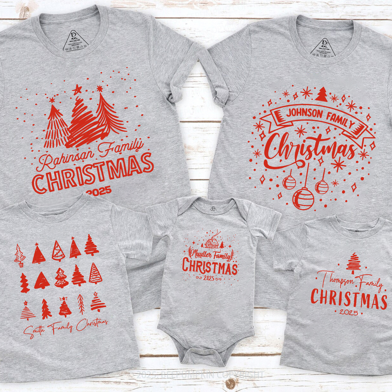 Personalized Various 2025 Christmas Tree Family Matching T-Shirts Beepumpkin