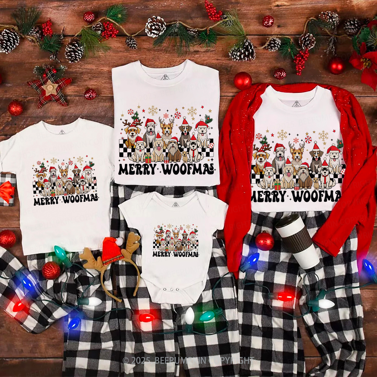 Merry Woofmas Christmas Family Matching T-Shirts Beepumpkin