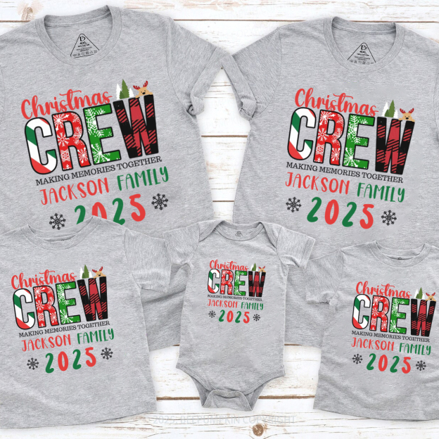 Personalized Christmas Crew 2025 Family Matching T-Shirts Beepumpkin