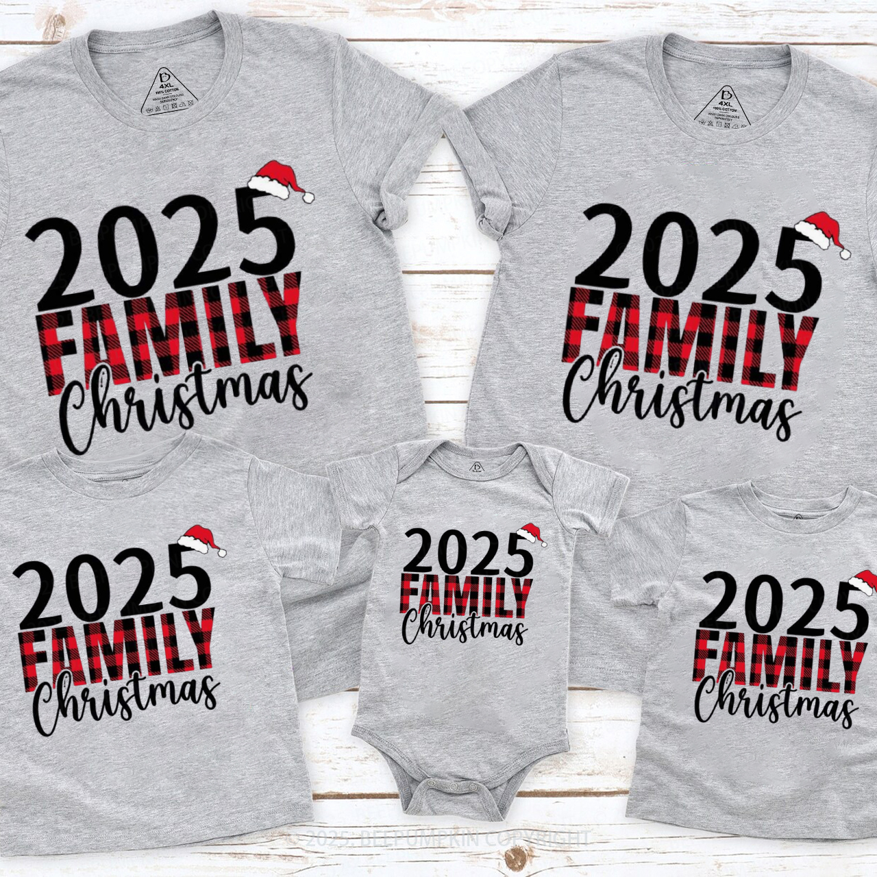 Merry Plaid Christmas Family Matching T-Shirts Beepumpkin