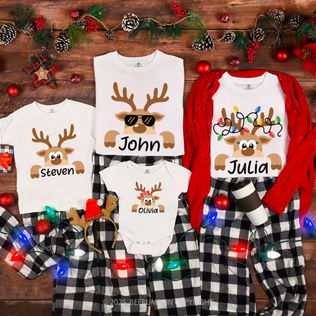 Personalized Cute and Funny Moose Christmas Family Matching Shirts Beepumpkin