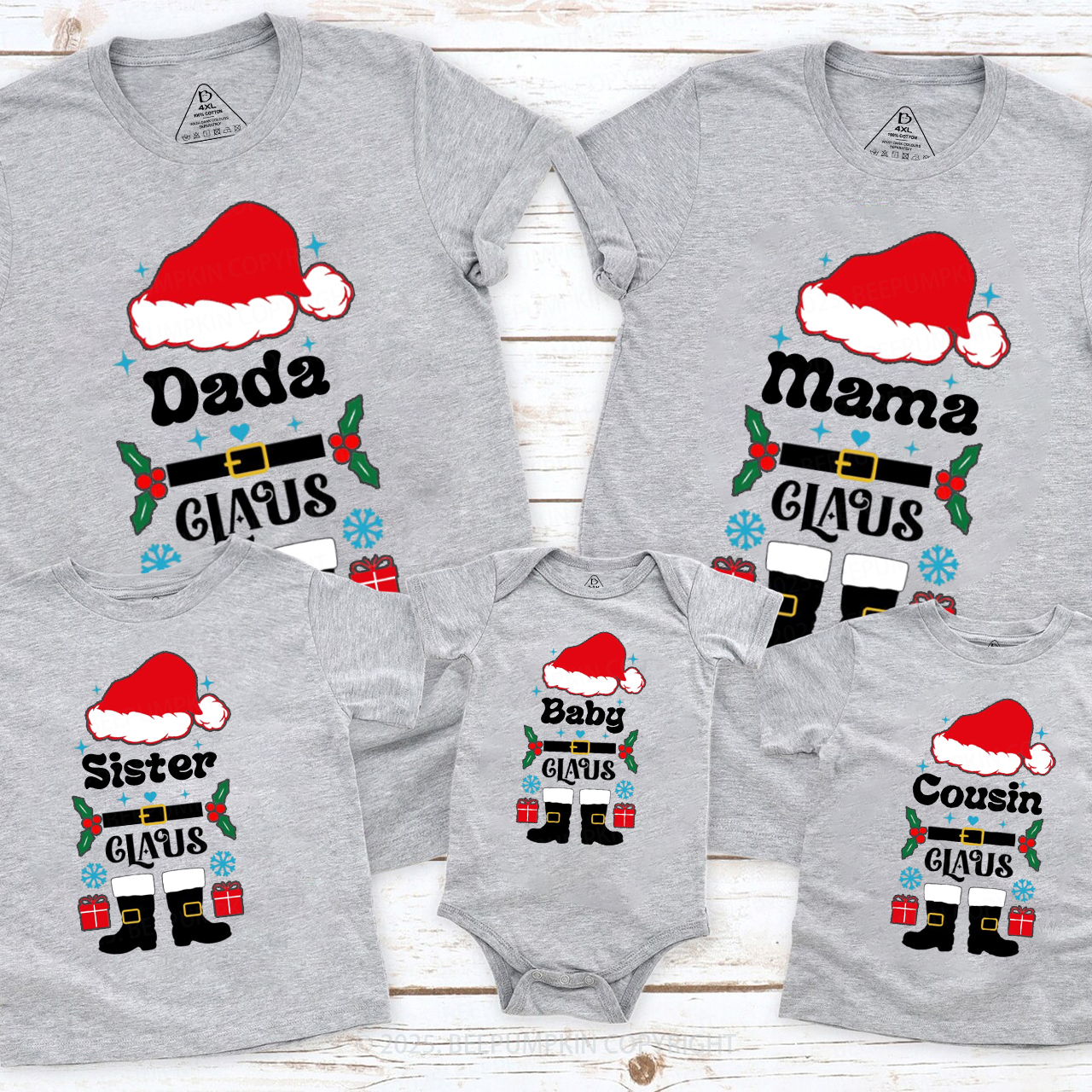 Personalized Santa Claus Christmas Family Matching T-Shirts Beepumpkin
