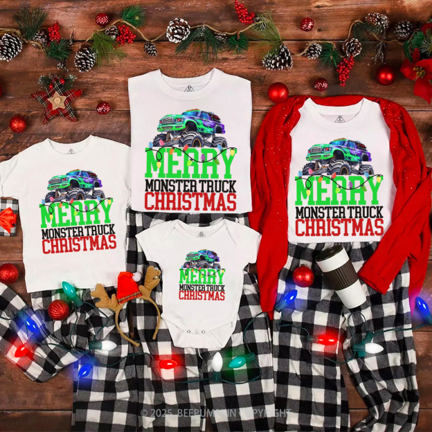 Monster Truck Christmas Family Matching T-Shirts Beepumpkin