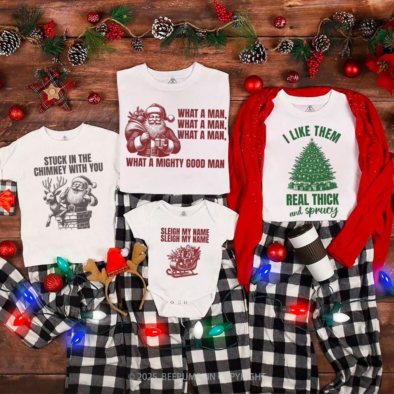 Personalized Jolly Jokes & Cheers Christmas Family Matching T-Shirts Beepumpkin