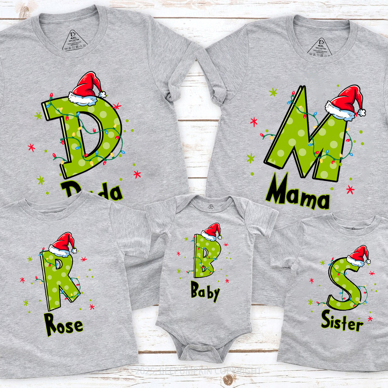 Personalized Festive Alphabet Fun Family Matching T-Shirts Beepumpkin