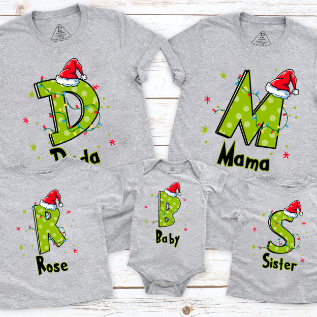 Personalized Festive Alphabet Fun Family Matching T-Shirts Beepumpkin