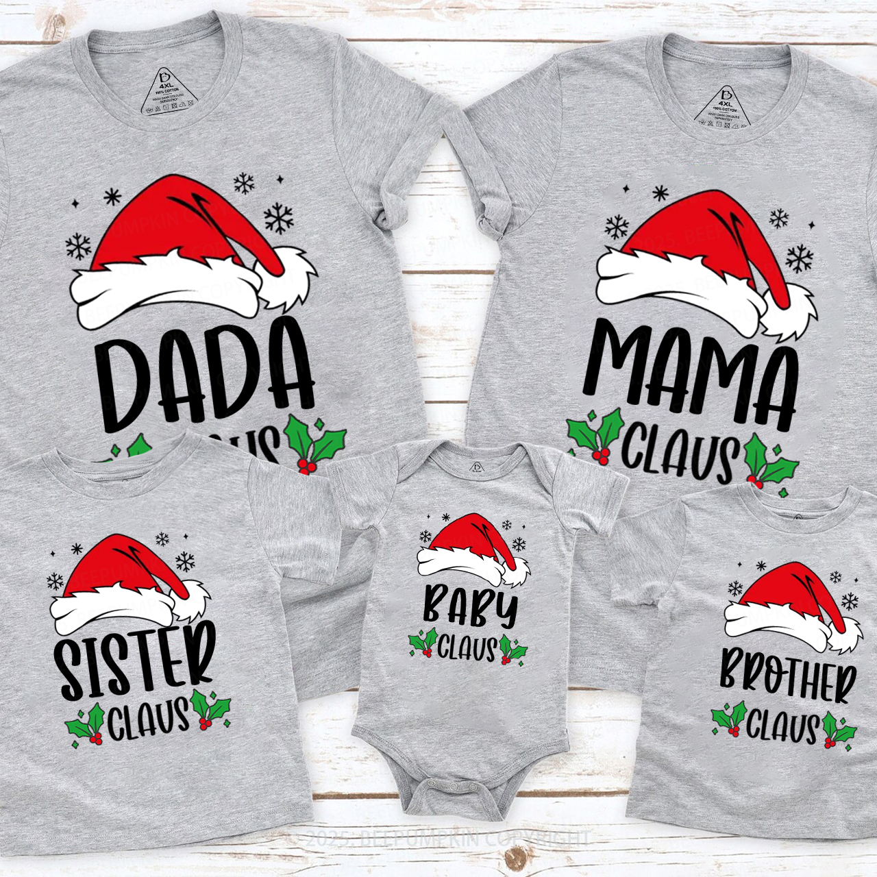 Personalized Family Claus Christmas Matching T-Shirts Beepumpkin