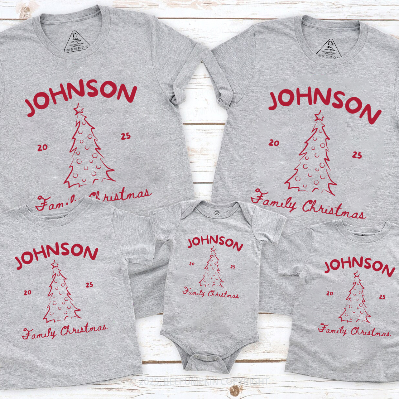 Personalized Family Name Christmas Matching T-Shirts Beepumpkin