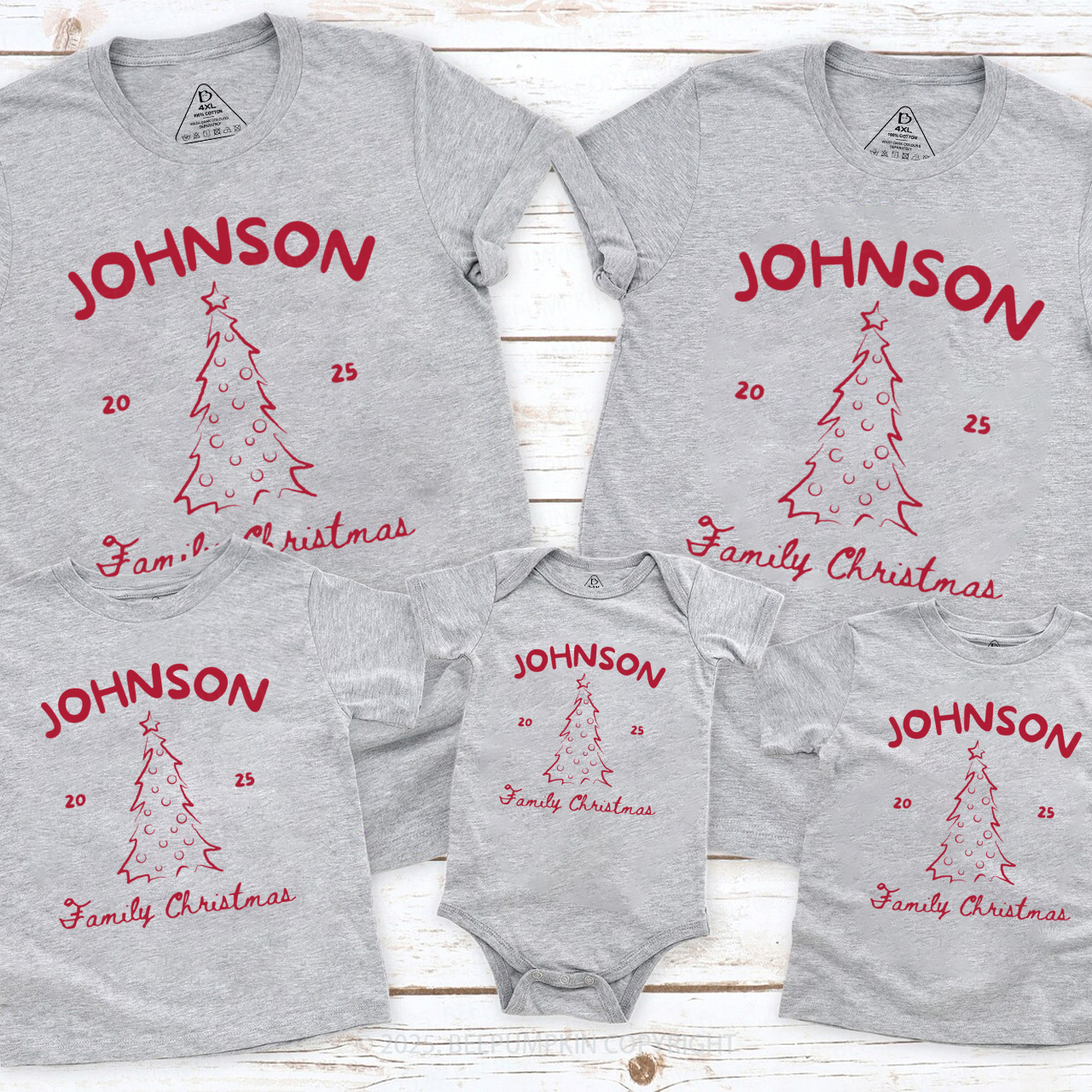 Personalized Family Name Christmas Matching T-Shirts Beepumpkin
