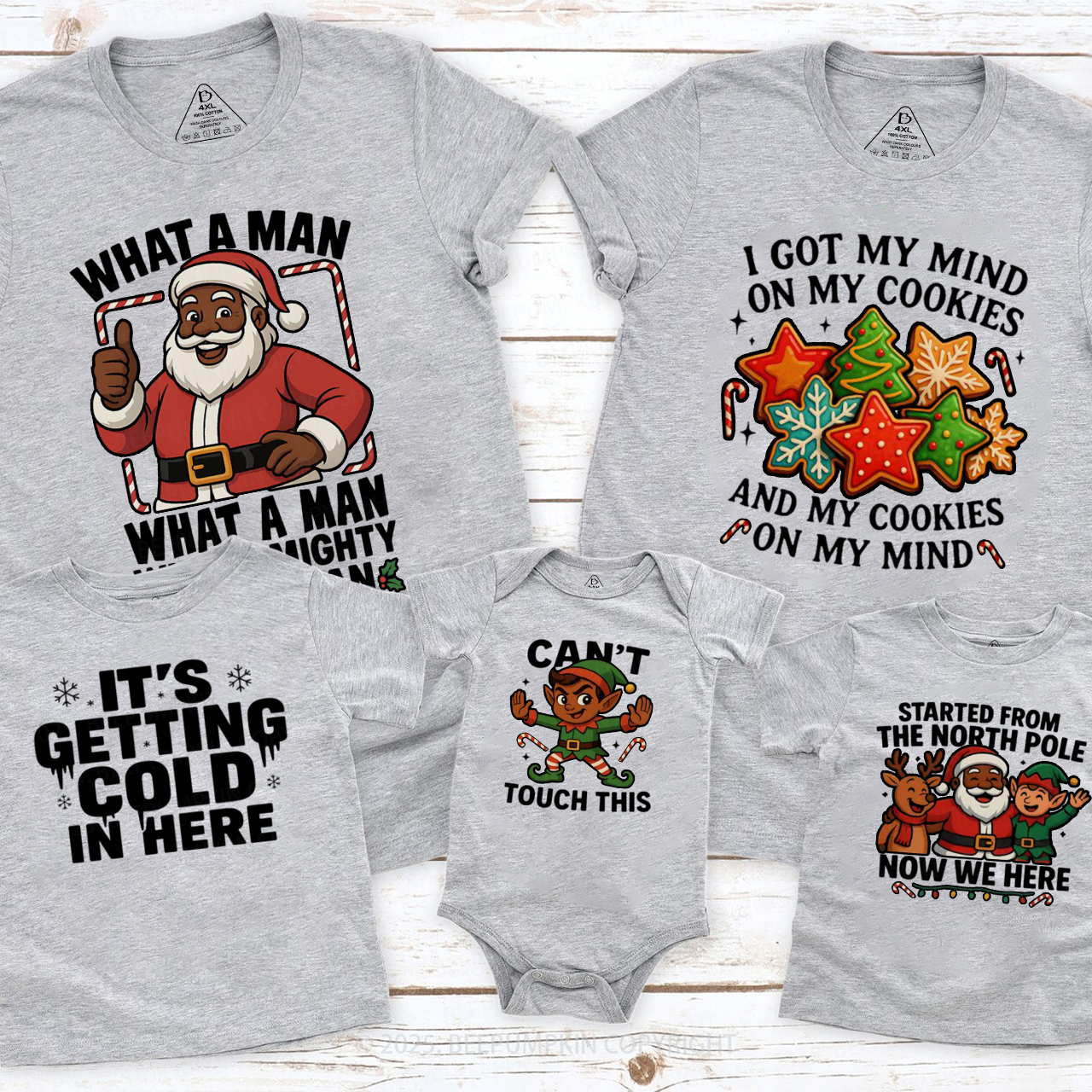 Personalized Brown Santa Christmas Family Matching T-Shirts Beepumpkin