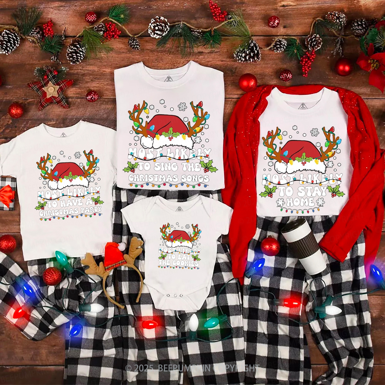 Personalized Christmas Most Likely To Family Matching T-Shirts Beepumpkin