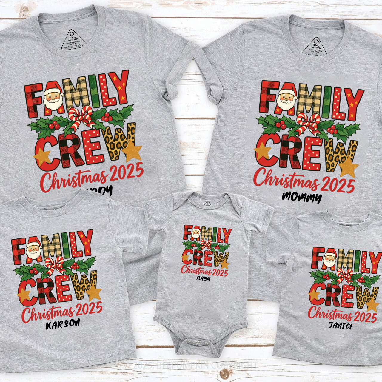 Personalized Christmas 2025 Crew Family Matching T-Shirts Beepumpkin