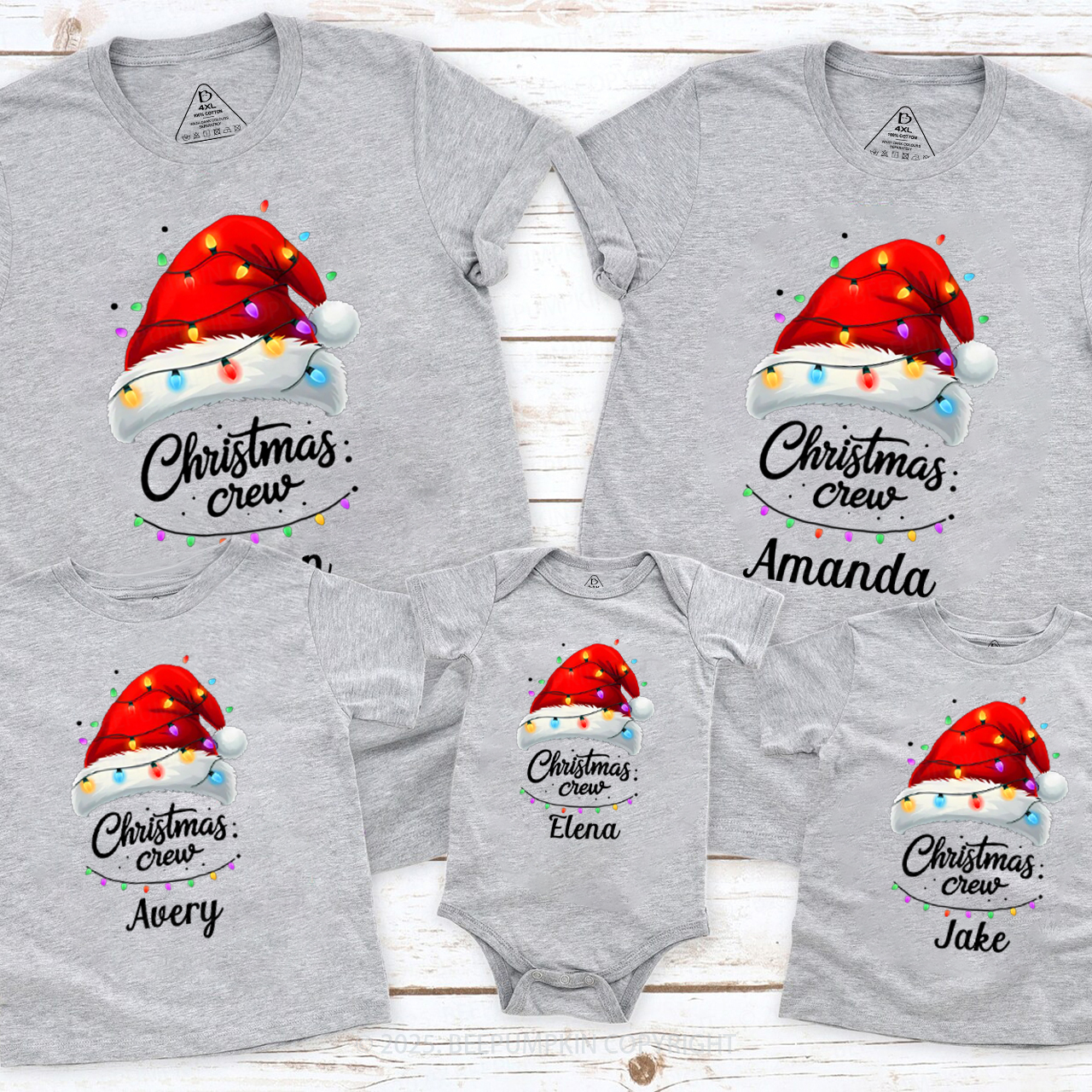 Personalized Christmas Lanterns Crew Family Matching T-Shirts Beepumpkin