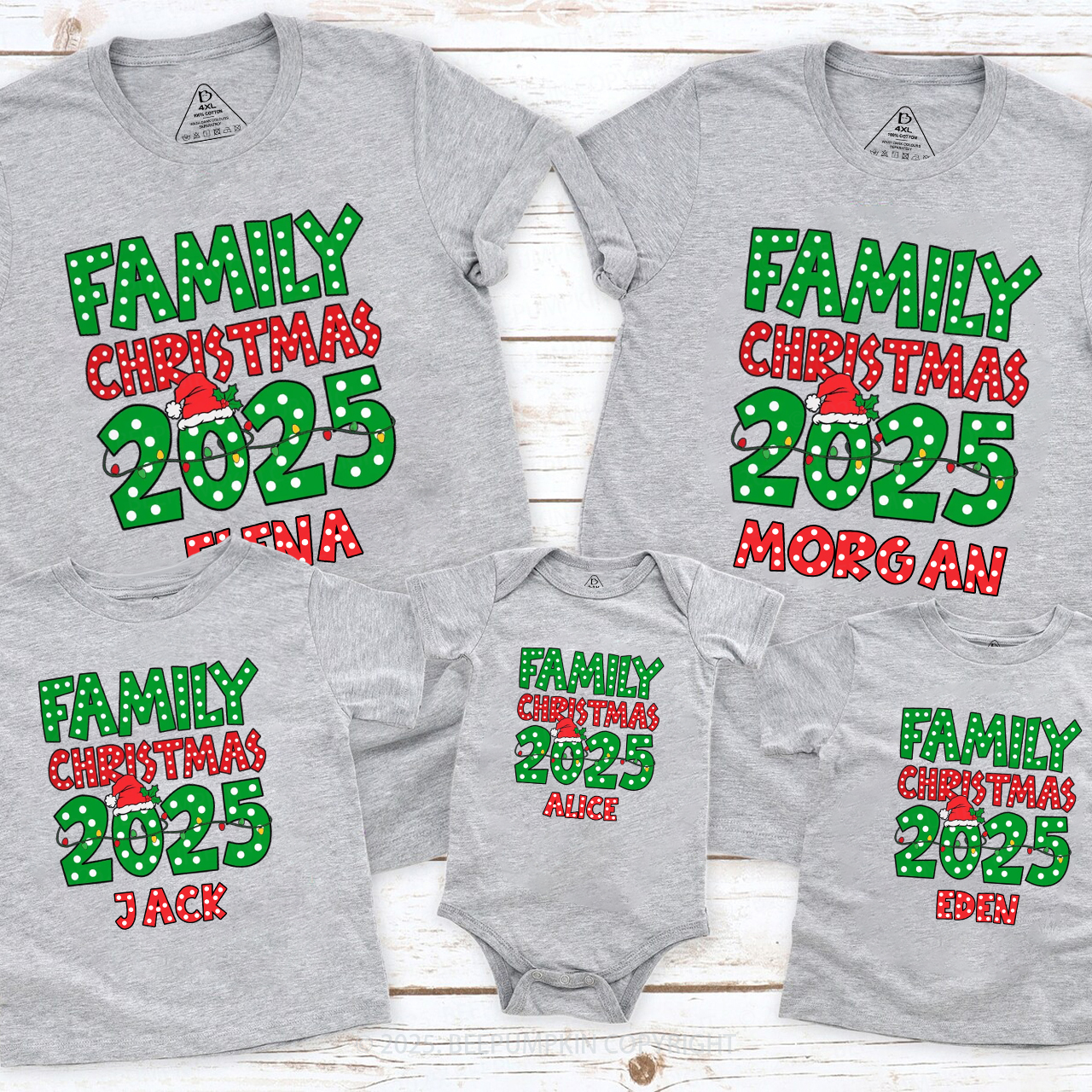 Personalized Christmas Christmas Neon Family Matching T-Shirts Beepumpkin