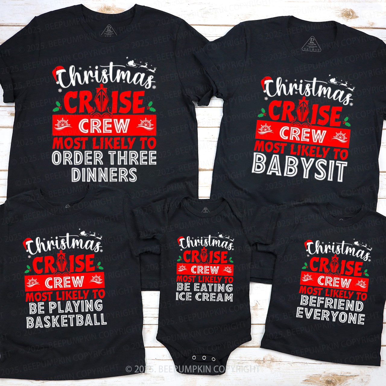 Personalized Christmas Cruise Crew Family Matching T-Shirts Beepumpkin