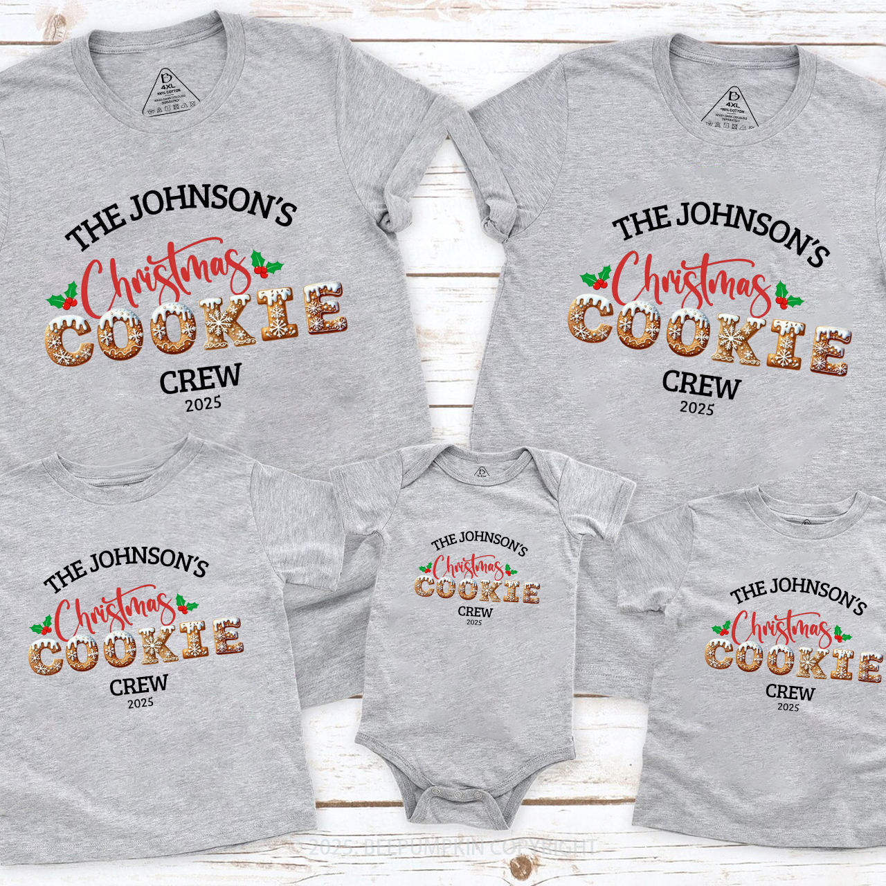 Personalized Christmas Cookie Crew Family Matching T-Shirts Beepumpkin