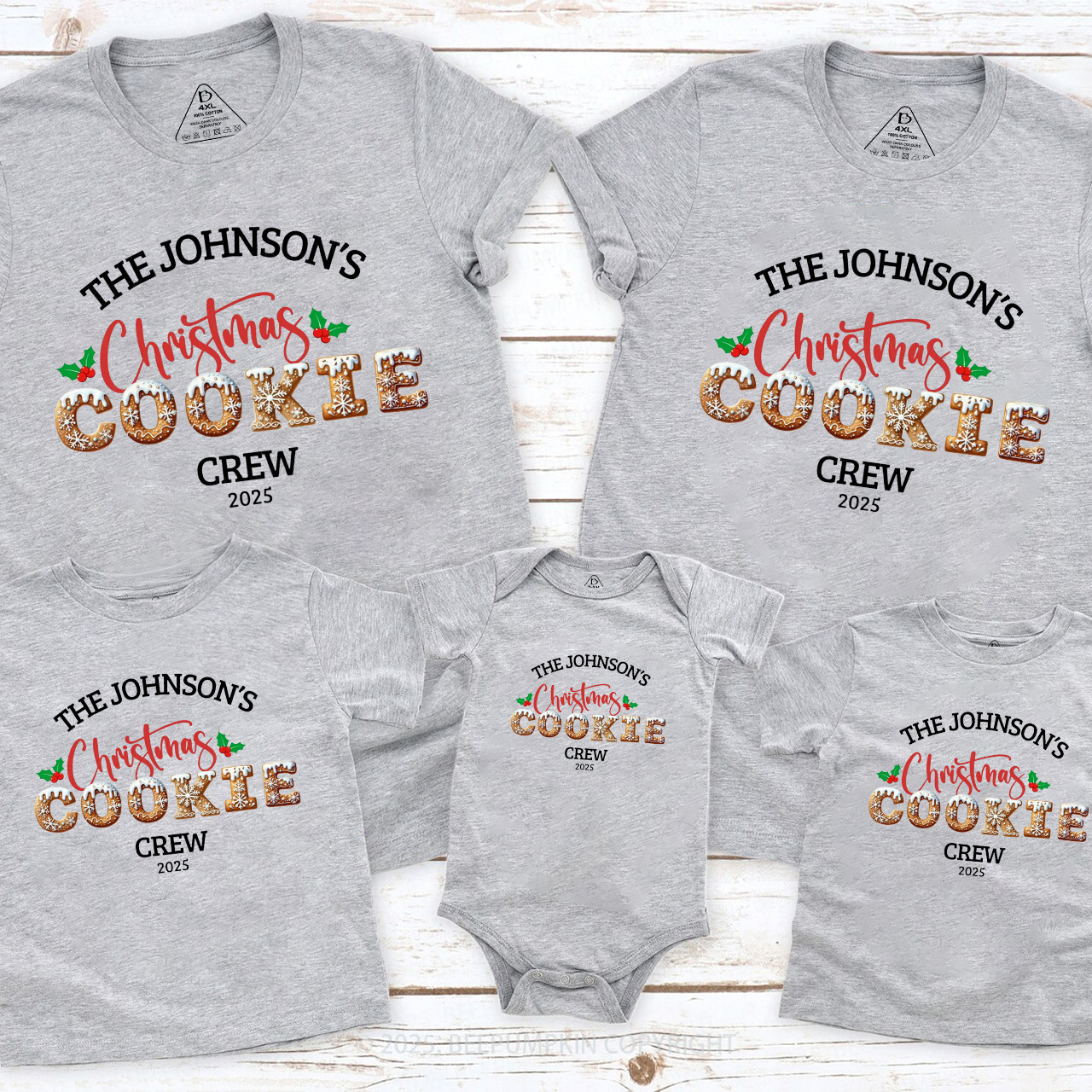 Personalized Christmas Cookie Crew Family Matching T-Shirts Beepumpkin