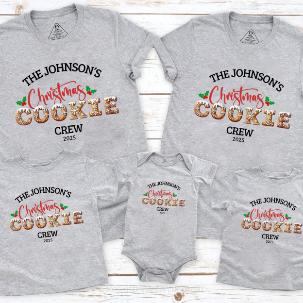 Personalized Christmas Cookie Crew Family Matching T-Shirts Beepumpkin