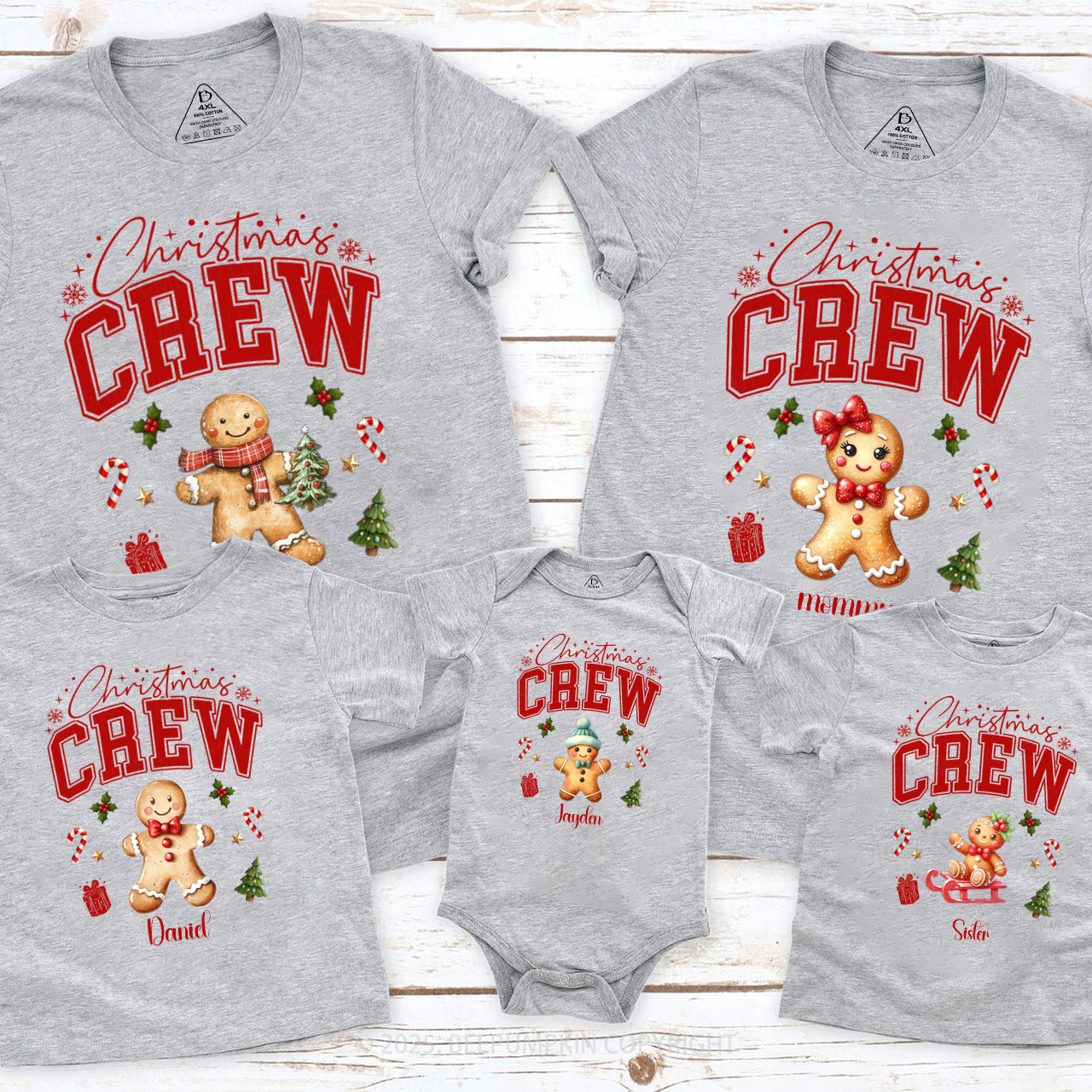 Personalized Christmas Crew Family Matching T-Shirts Beepumpkin