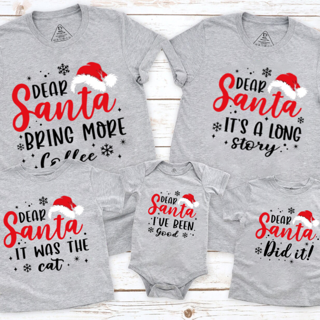 Personalized Dear Santa Group Christmas Family Matching T-Shirts Beepumpkin