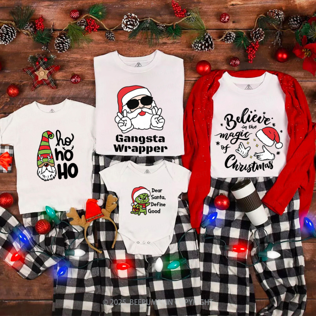 Personalized Joyful Holiday Christmas Family Matching T-Shirts Beepumpkin