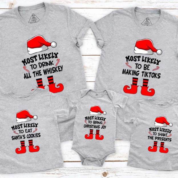 Personalized Most Likely To Christmas Family Matching T-Shirts Beepumpkin