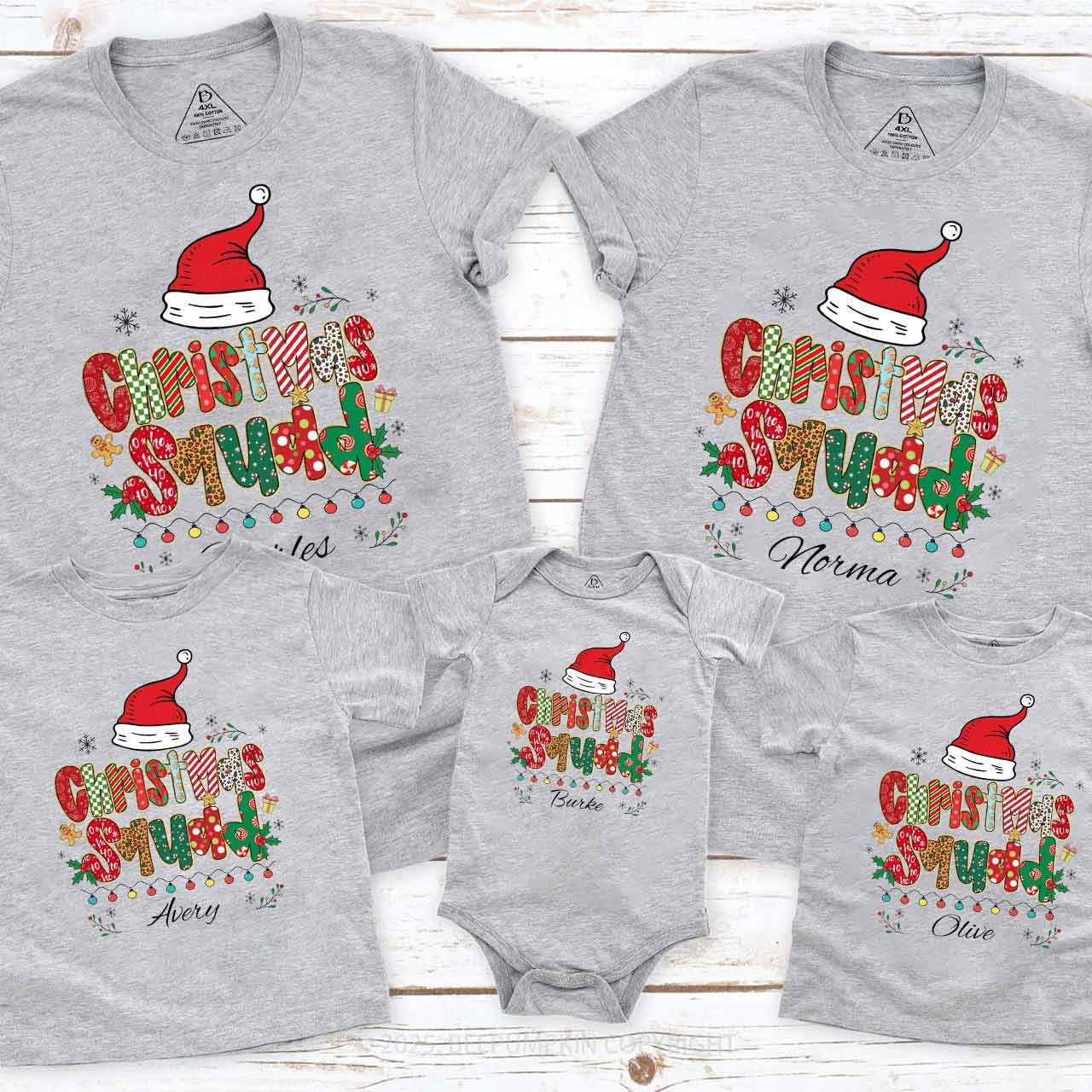 Personalized Christmas Squad Name Family Matching T-Shirts Beepumpkin