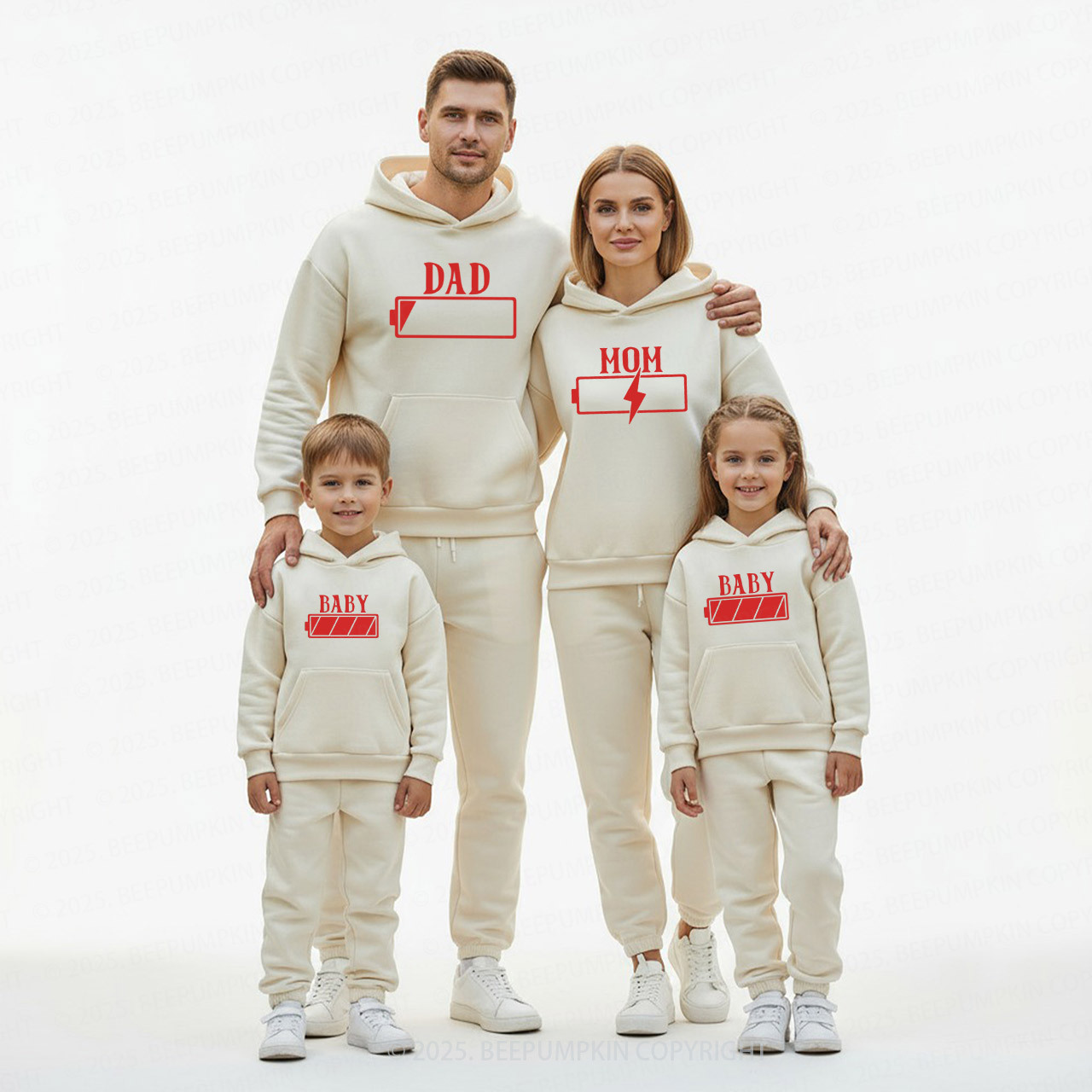 Personalized Battery Family Matching Hoodie Set