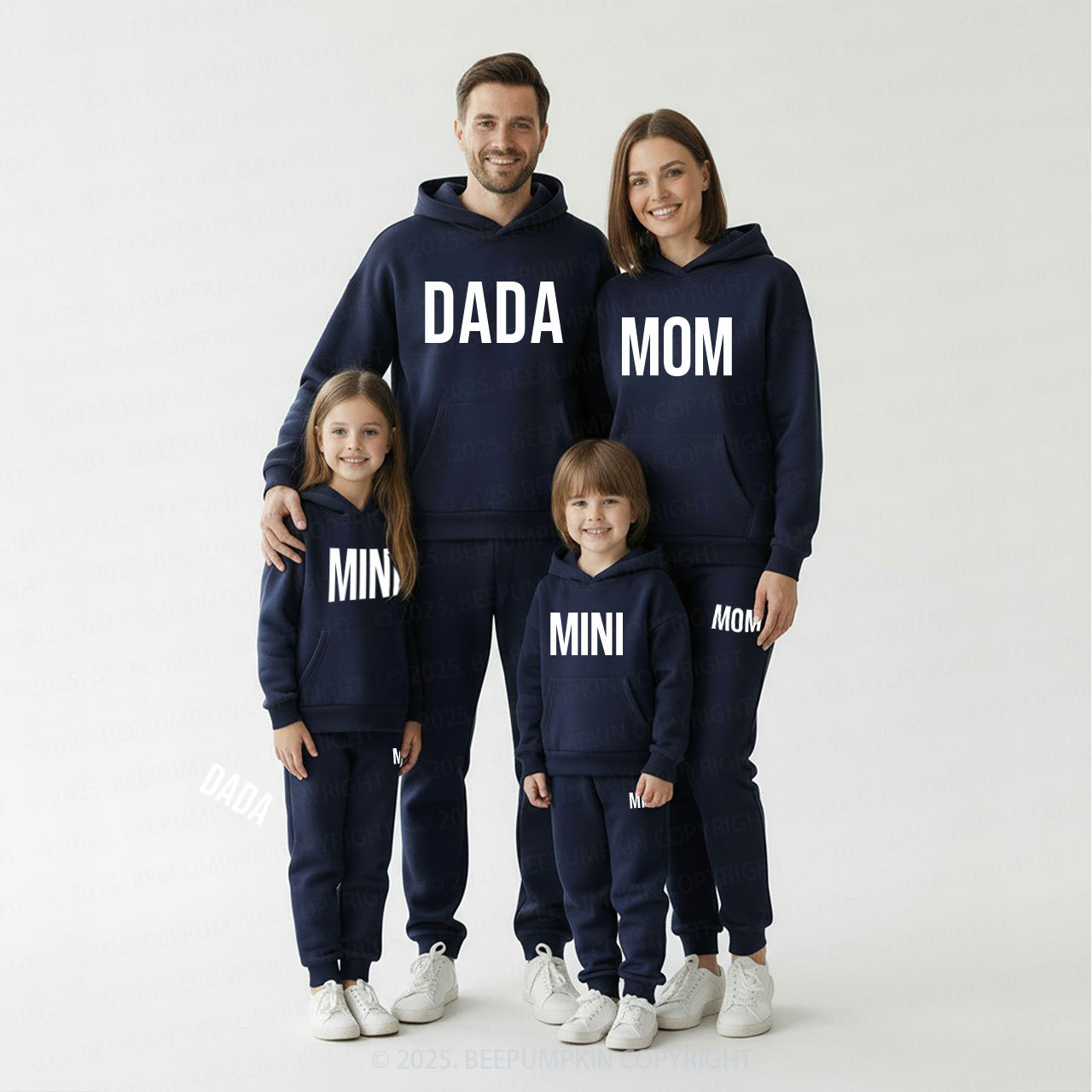 Personalized Dada Mom Mini Family Matching Hoodie Set