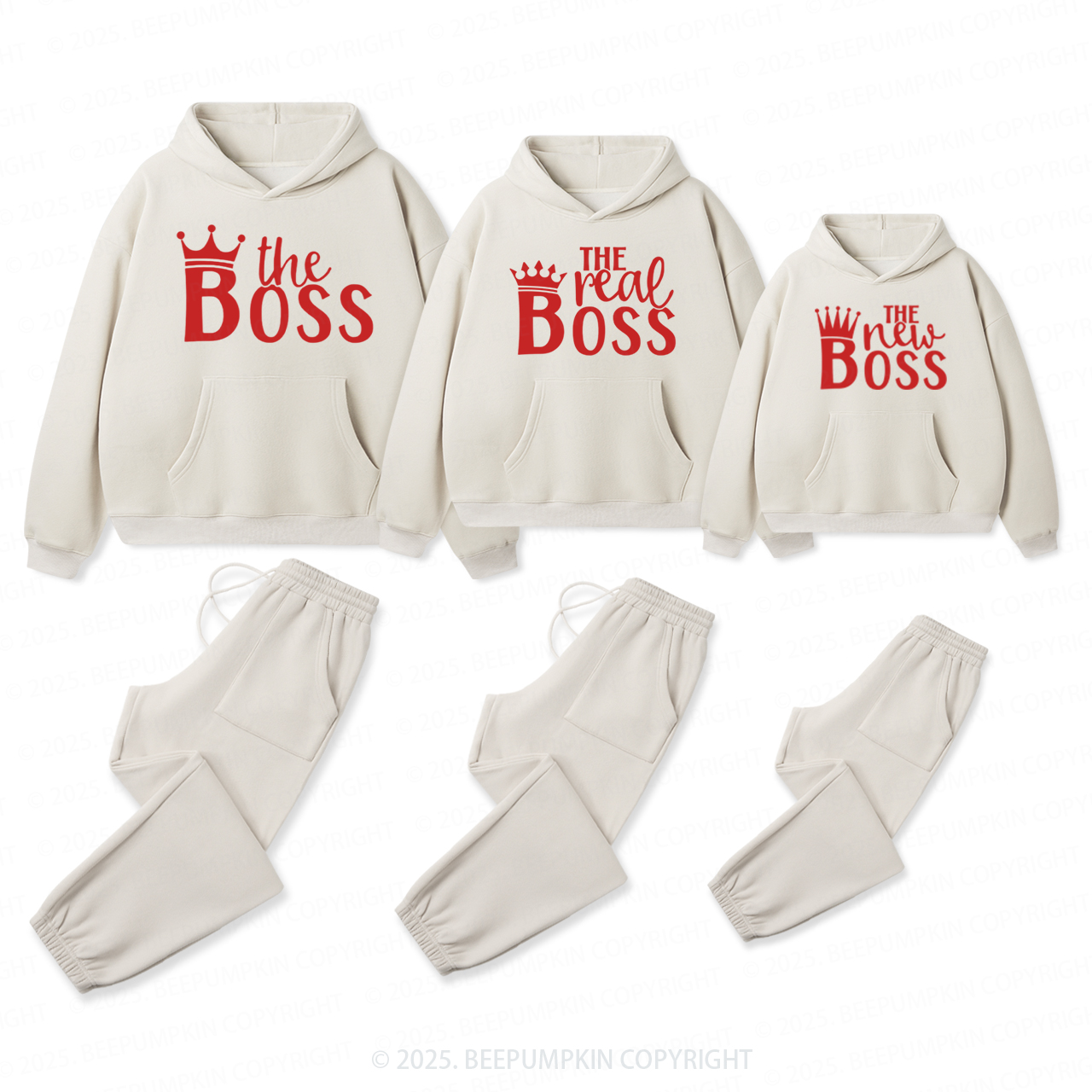 Personalized The Real Boss Family Matching Hoodie Set